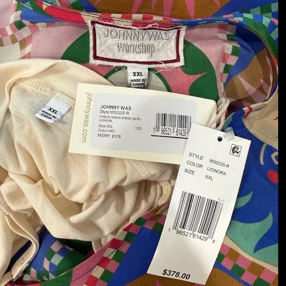 Johnny Was Lionora V-Neck Silk Swing Slip Dress Long Sleeve Sun Print NWT $378 - Picture 14 of 16